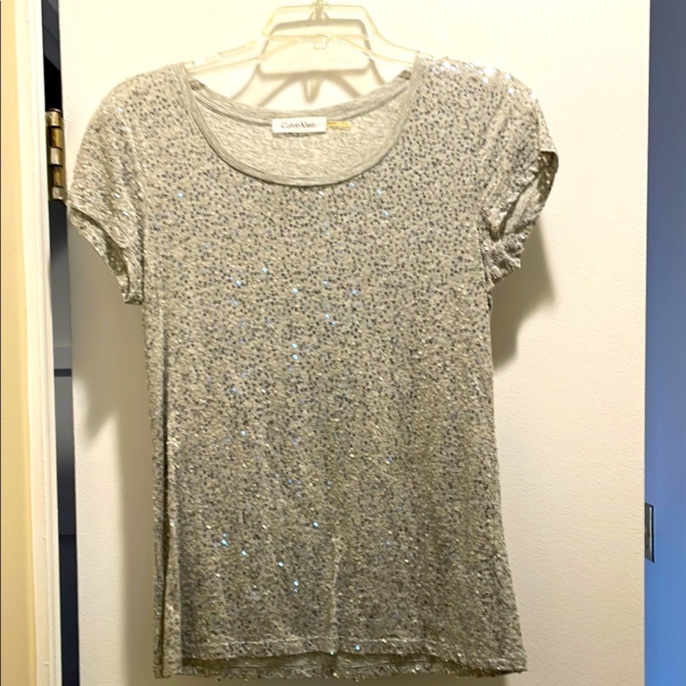 Calvin Klein Silver Sequin Tee Shirt